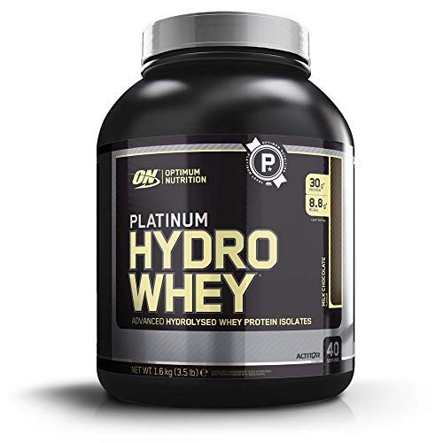 Optimum Nutrition Platinum Hydro Whey, Proteinas Whey en Polvo, Proteina de Suero para Masa Muscular y Musculacion, Fuente de BCAA, Bajo en Calorías, Chocolate, 40 Porciones, 1,6 kg