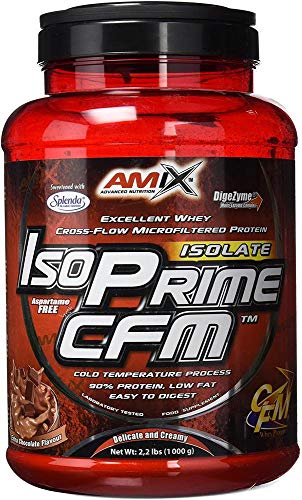 AMIX - Proteína Isolada - IsoPrime CFM Isolate Protein - 1 Kg - Gran Aporte de Aminoácidos - Contiene Enzimas Digestivas - Libre de Aspartamo - Proteínas para Aumentar Masa Muscular - Sabor Chocolate