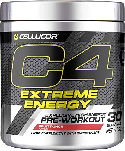 C4 Extreme Energy - Suplemento en polvo para preentrenamiento - Cóctel de frutas | Bebida energética para antes de entrenar | 300 mg de cafeína + beta alanina | 30 raciones