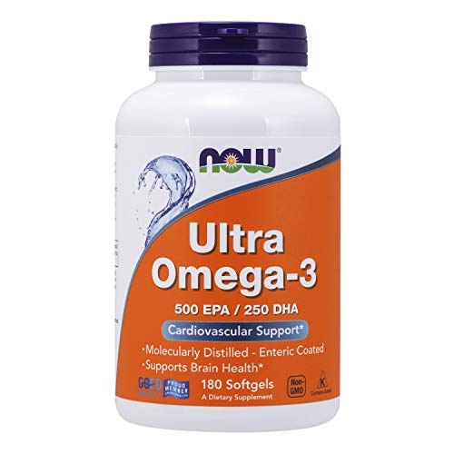Now Foods, Ultra Omega-3, 500 EPA/250 DHA, 180 Cápsulas, sin gluten