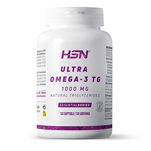 Ultra Omega 3 de HSN | Certificación IFOS | Aceite de Pescado en Forma de Triglicéridos | Altamente Concentrado | Ácidos Grasos Esenciales: 35% EPA + 25% DHA | Antiinflamatorio Natural | 120 Perlas