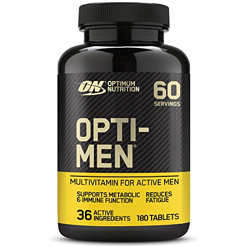 Optimum Nutrition Opti-Men, Suplemento Multivitamínico, Multivitaminas y Minerales para Hombres con BCAA, Glutamina, Vitamina C, Zinc y Magnesio, Sin Sabor, 60 Porciones, 180 Cápsulas