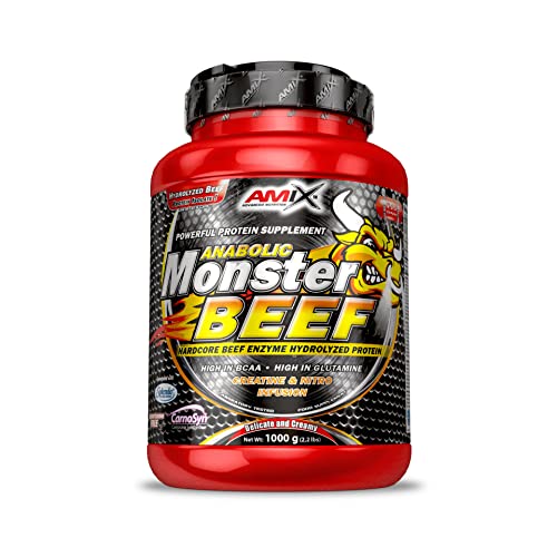 Amix - Monster Beef Protein - Suplemento Alimenticio - Mejora del Rendimiento - Proteína de Suero - Glutamina en Polvo - Nutrición - Proteína de Ternera - Sabor Chocolate - Bote de 1 Kg