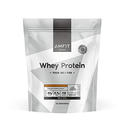 Marca Amazon - Amfit Nutrition Proteína de Suero de Leche en Polvo 1kg - Chocolate con Avellanas (anteriormente PBN)